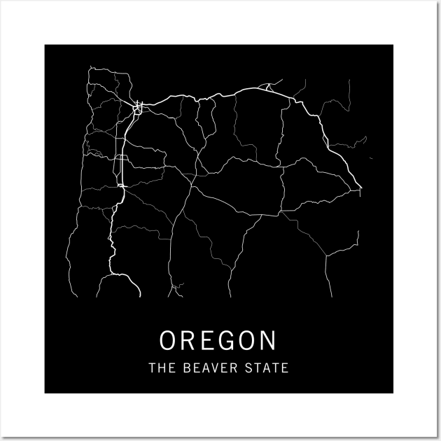 Oregon State Road Map Wall Art by ClarkStreetPress